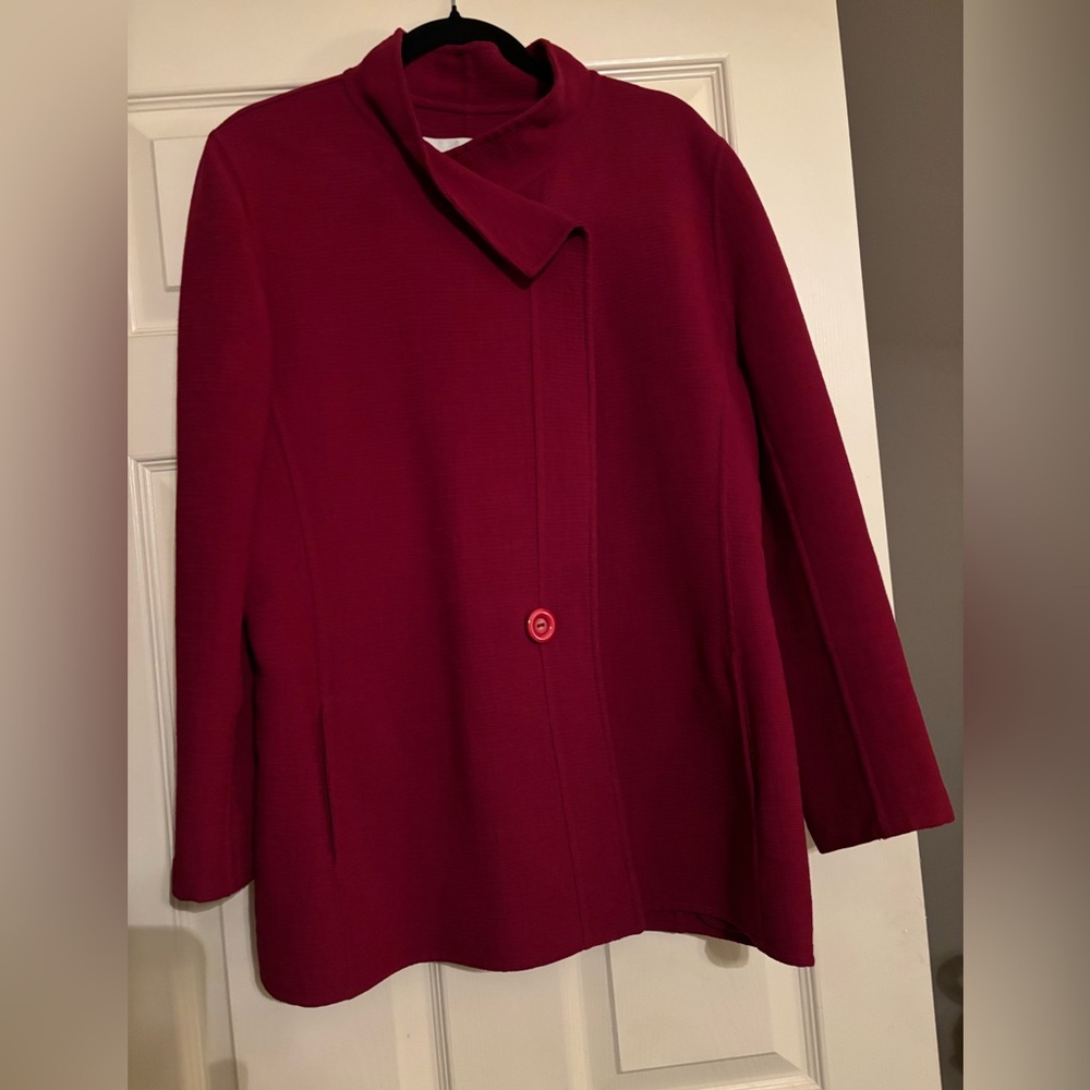 OSCAR De La RENTA 90% Wool Cranberry Women’s JACKET SZ 12 show-stopping SPECIAL